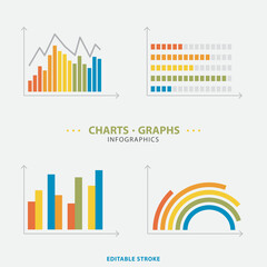 Financial charts, information data statistics, diagrams, financial information, market charts and business data graphics. Graphics in vector illustration.