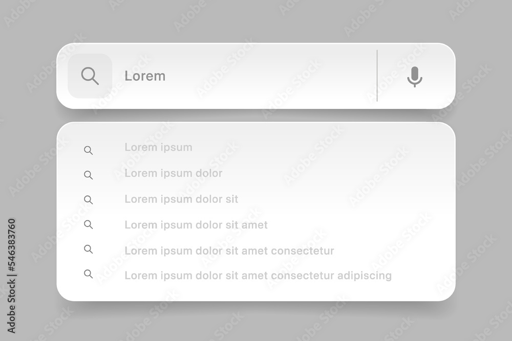 Fototapete search bar with suggestions for ui ux design and web site. search address and navigation bar icon. c