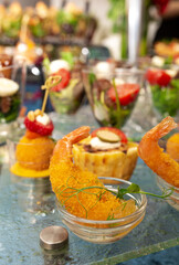 shrimp in batter close-up on the snack table