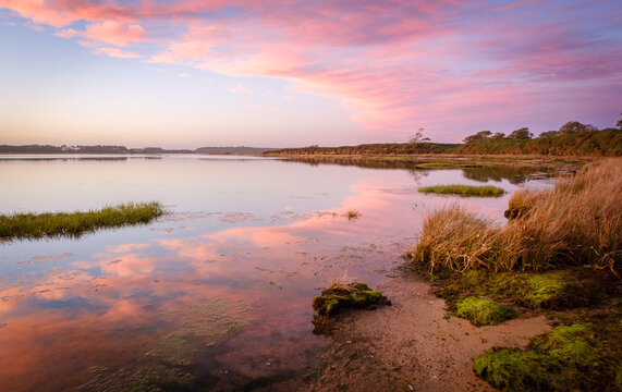 Sunset over beautiful harbour, Dorset UK