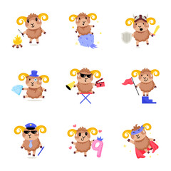 Astrological Signs of Aries in Flat Vectors

