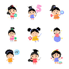 Flat Sticker Vectors of Virgo Signs

