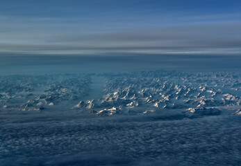 An aerial  of southern Greenland as seen from a pilots point of view.