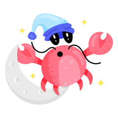 A moon flat sticker vector