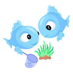A fish net flat sticker vector 