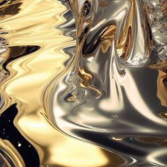 A metallic liquid flowing with glossy reflection effecthigh quality illustration
