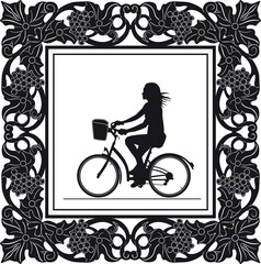 Girl with bicycle and vintage frame