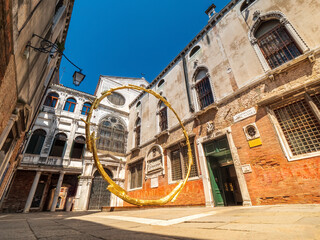 Venezia City with antique bricked walls with blue sky background