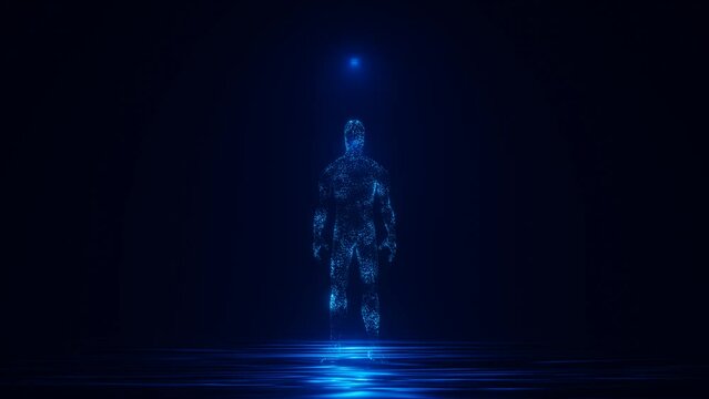 Human in virtual space. Technology concept. Virtual reality. Cyberspace.