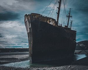 Buque encallado Desdemona, Cabo San Pablo, Tierra del Fuego. Patagonia Argentina