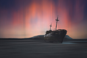 Buque encallado Desdemona, Cabo San Pablo, Tierra del Fuego. Patagonia Argentina
