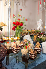 table with different desserts catering at the event