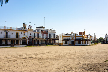 street and buildings in the village El Rocio in Andalusia