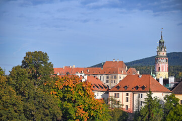Obraz premium Castle tower in Cesky Krumlov Czech republic