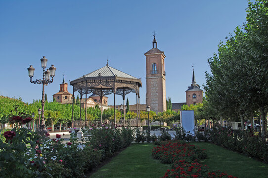 A partial view of the Cervantes Square in Alcal&aacute; de Henares in Spain