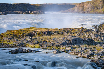 Landscape of the Urriðafoss waterfall (Iceland)