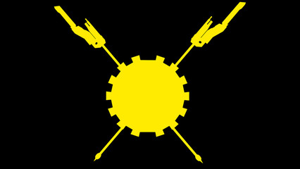 It's a simple logo of a shield and two futuristics spears