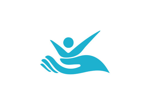 Hand holding a human, logo concept