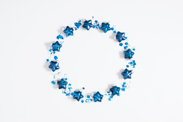 Christmas holiday composition. Xmas decorations on white background. Christmas, New Year, winter concept. Flat lay, top view, copy space