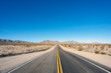 Empty desert two lane highway