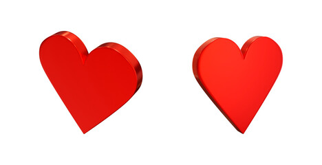 Flat Hearts 3D illustration png tranaparence 
