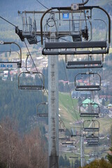 ski lift, view, ski, mountain, forest, route, landscape, trip, travel © Mina