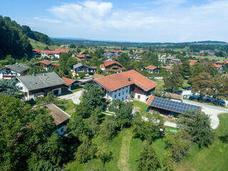 Fototapeta premium The beautiful hamlet looks beautiful from above.