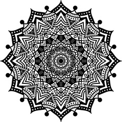 
Circular pattern of floral mandala flower design. Decorative ornament in ethnic oriental style. Ornament for Henna, Mehndi, tattoo, decoration. KDP Coloring book page and lace pattern and tattoo.