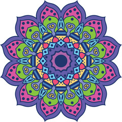 
Circular pattern of floral mandala flower design. Decorative ornament in ethnic oriental style. Ornament for Henna, Mehndi, tattoo, decoration. KDP Coloring book page and lace pattern and tattoo.