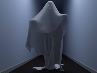Phantom in a house at corridor 3D art