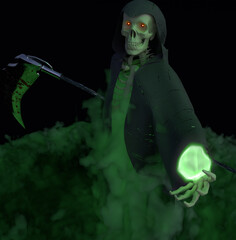 Ripper Death with fire and smoke around 3D art