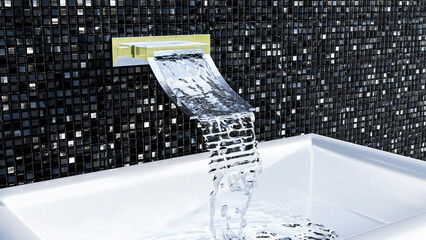 Ramp Tap water with water fall 3D Illustration
