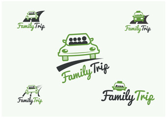 Obraz premium Family trip vector illustration, a car, and a minivan concept