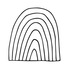 Single rainbow doodle illustration. Hand drawn clipart for card, design