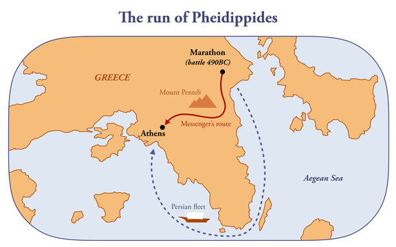 The run of Pheidippides and the authentic marathon route