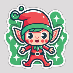 Obraz premium Christmas elf sticker, xmas santa elf stickers decoration. New-year collection