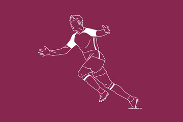 Fototapeta na wymiar soccer player. outline vector illustration.