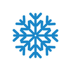 Big Christmas snowflake, blue outline vector stencil on transparent background


