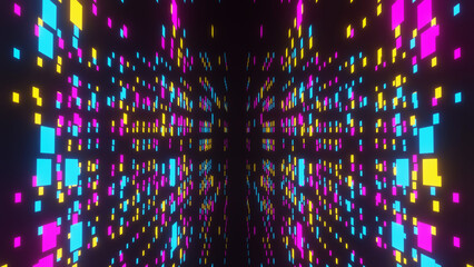 Neon lights hall glitch effect Illustration