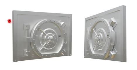 Safe box door vault side positions 3D Illustration