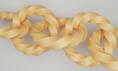 Gold abstract chain 3d graphic object on white background