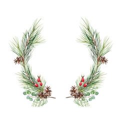 Christmas wreath  on transparent background. Christmas decorations.Christmas  Frame.pine branch frame for christmas decoration.