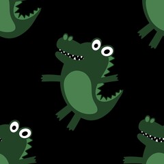 Animals cartoon seamless crocodile dinosaur dragon pattern for wrapping paper and fabrics and linens and packaging