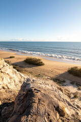 One of the most beautiful beaches in Spain, called (Cuesta Maneli, Huelva) in Spain.  Surrounded by...