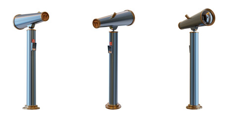 Telescope for view many positions 3D Illustration