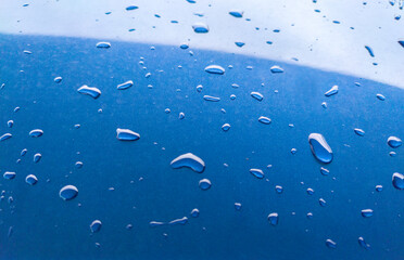 Landscape of drops on the car body after washing it