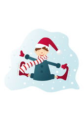 Children's cartoon drawing boy ice skating