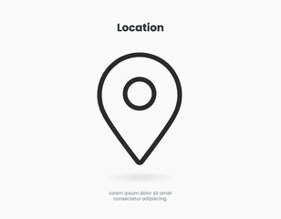 Target pin point icon. Red map location pointer icon symbol sign. Gps marker with isolated white background for mobile app website UI UX.