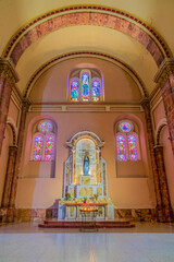 The interior of a cathedral in the center of Cuenca, Ecuador (Cathedral of the Immaculate Conception.)	
