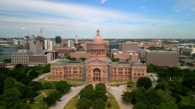 The Texas Capitol in Austin from above - aerial view